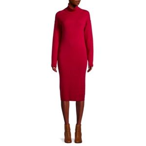 Stitchdrop | Rib-Knit Turtleneck Dress with Side slit